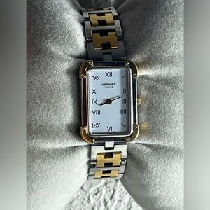 HERMÈS CROISIÈRE watch in 18K gold plated & stainless steel ladies watch.